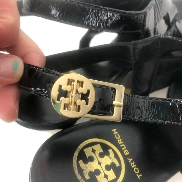 Tory Burch Patent Leather Wedge Heel Sandals 9 - Picture 8 of 9